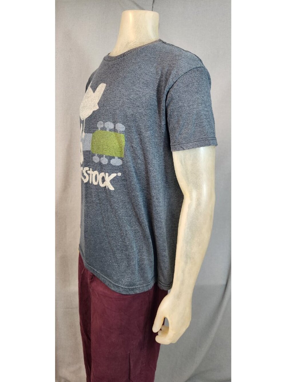 Woodstock Concert Gray Graphic Print LARGE Crew Neck Short Slv T Shirt Top USED - Picture 4 of 5